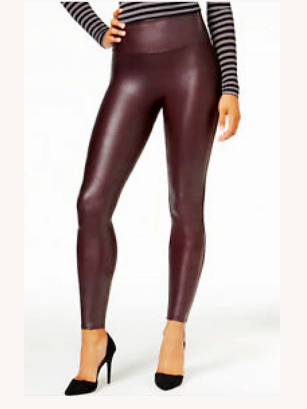 SPANX Faux Leather High-Waist Leggings - Wine Size M